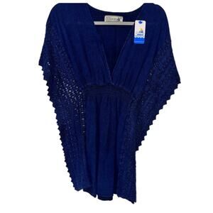 SEASPICE Resort wear Navy Blue Coverup Medium